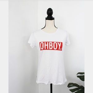 BRAND NEW STATEMENT "OH BOY." WHITE TEE